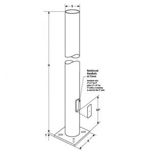 10' Round Steel Anchor Base Pole with 4.5" Shaft Size and 1/8" Shaft Wall Thickness