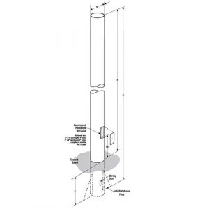 10? Round Steel Direct Burial Pole with 5? Shaft Size and 1/8? Shaft Wall Thickness